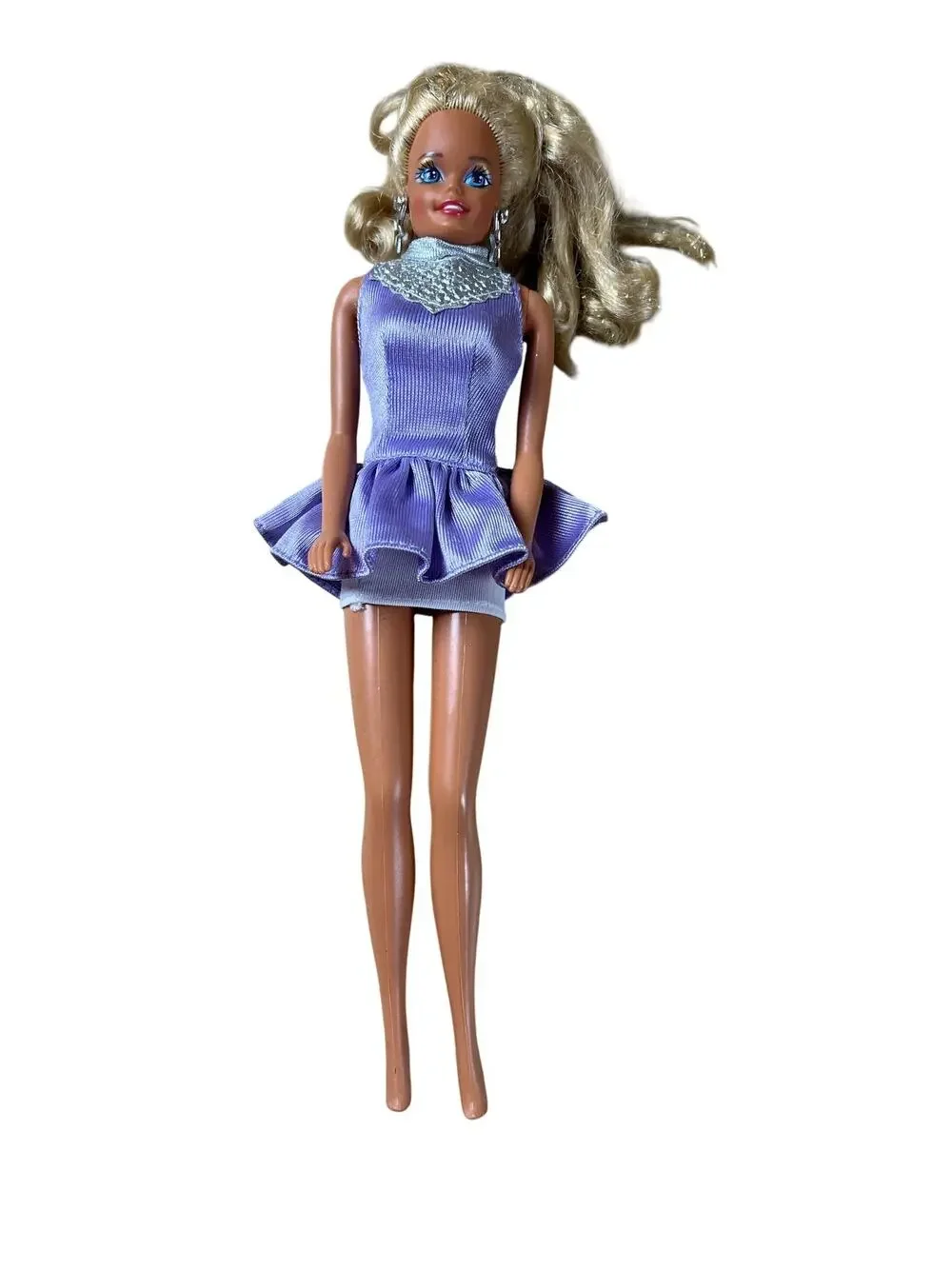 Vintage Mattel Fashion Doll Blonde Purple Dress 1976 Neck Marked Collectible